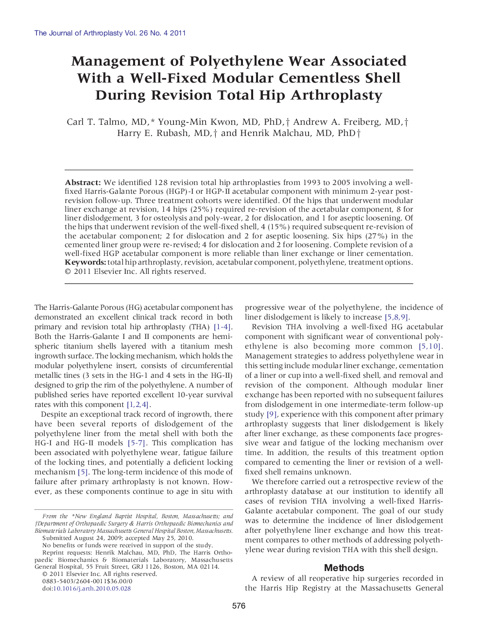 Management of Polyethylene Wear Associated With a Well-Fixed Modular Cementless Shell During Revision Total Hip Arthroplasty 