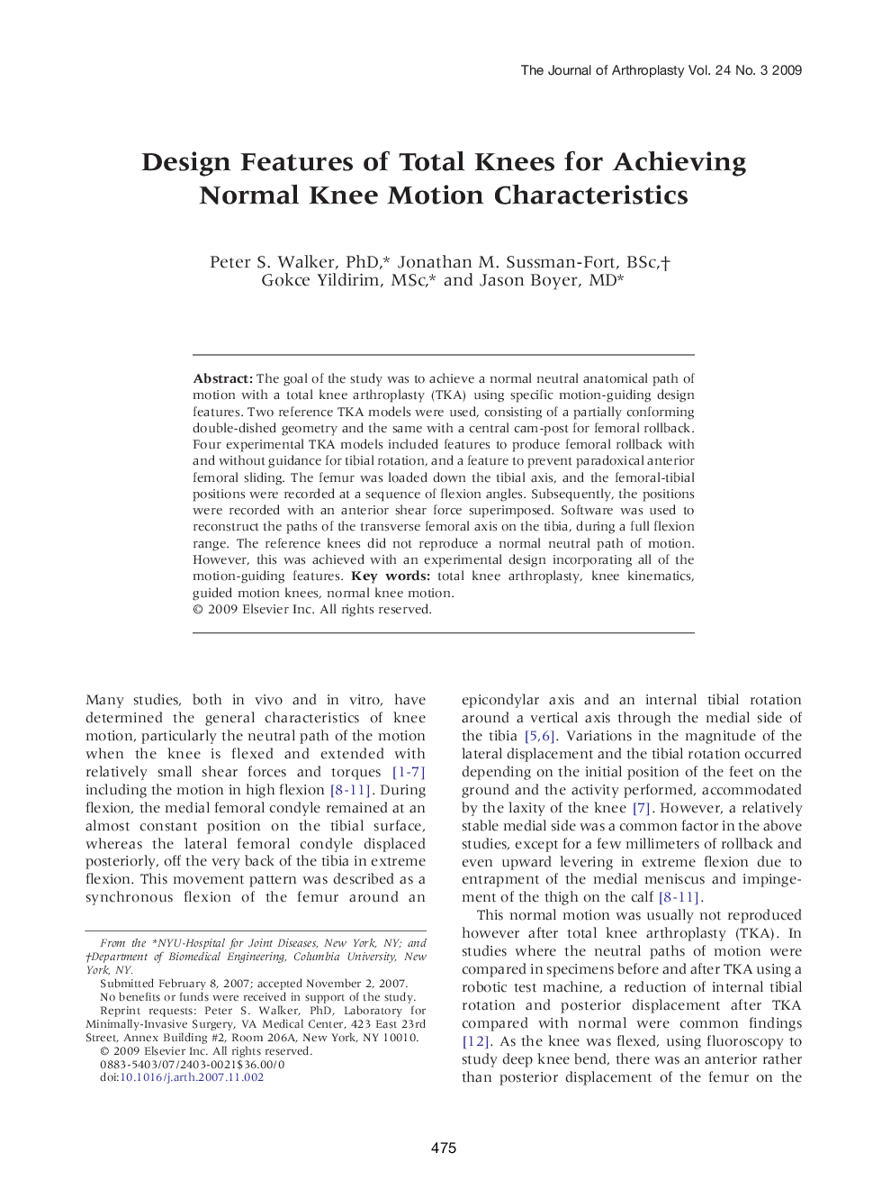 Design Features of Total Knees for Achieving Normal Knee Motion Characteristics 