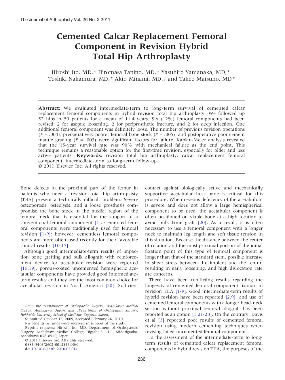 Cemented Calcar Replacement Femoral Component in Revision Hybrid Total Hip Arthroplasty 