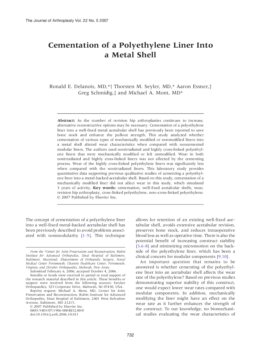 Cementation of a Polyethylene Liner Into a Metal Shell 