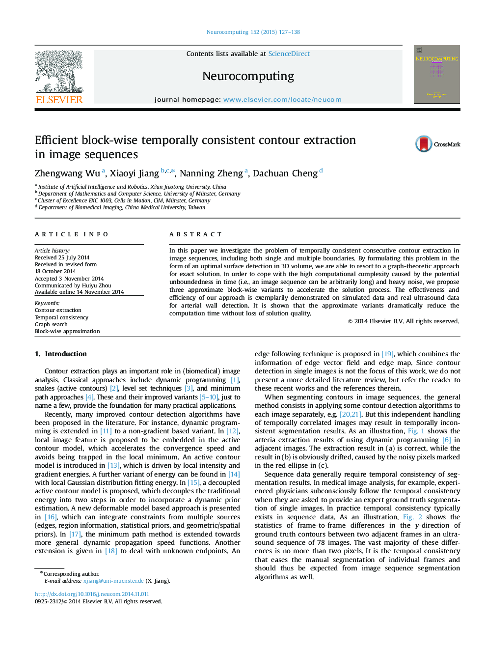 Efficient block-wise temporally consistent contour extraction in image sequences