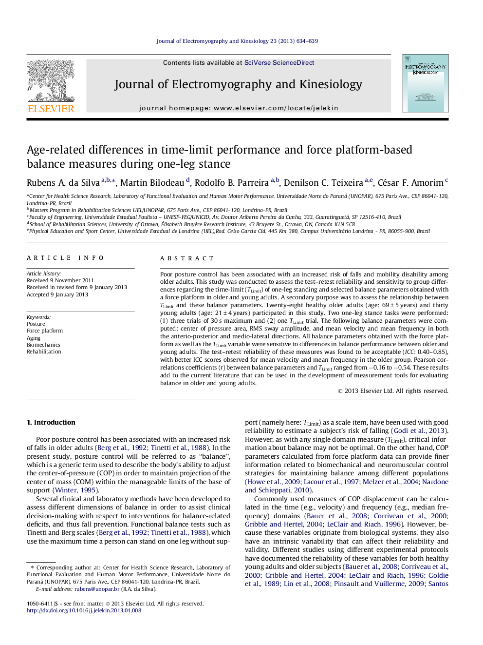 Age-related differences in time-limit performance and force platform-based balance measures during one-leg stance