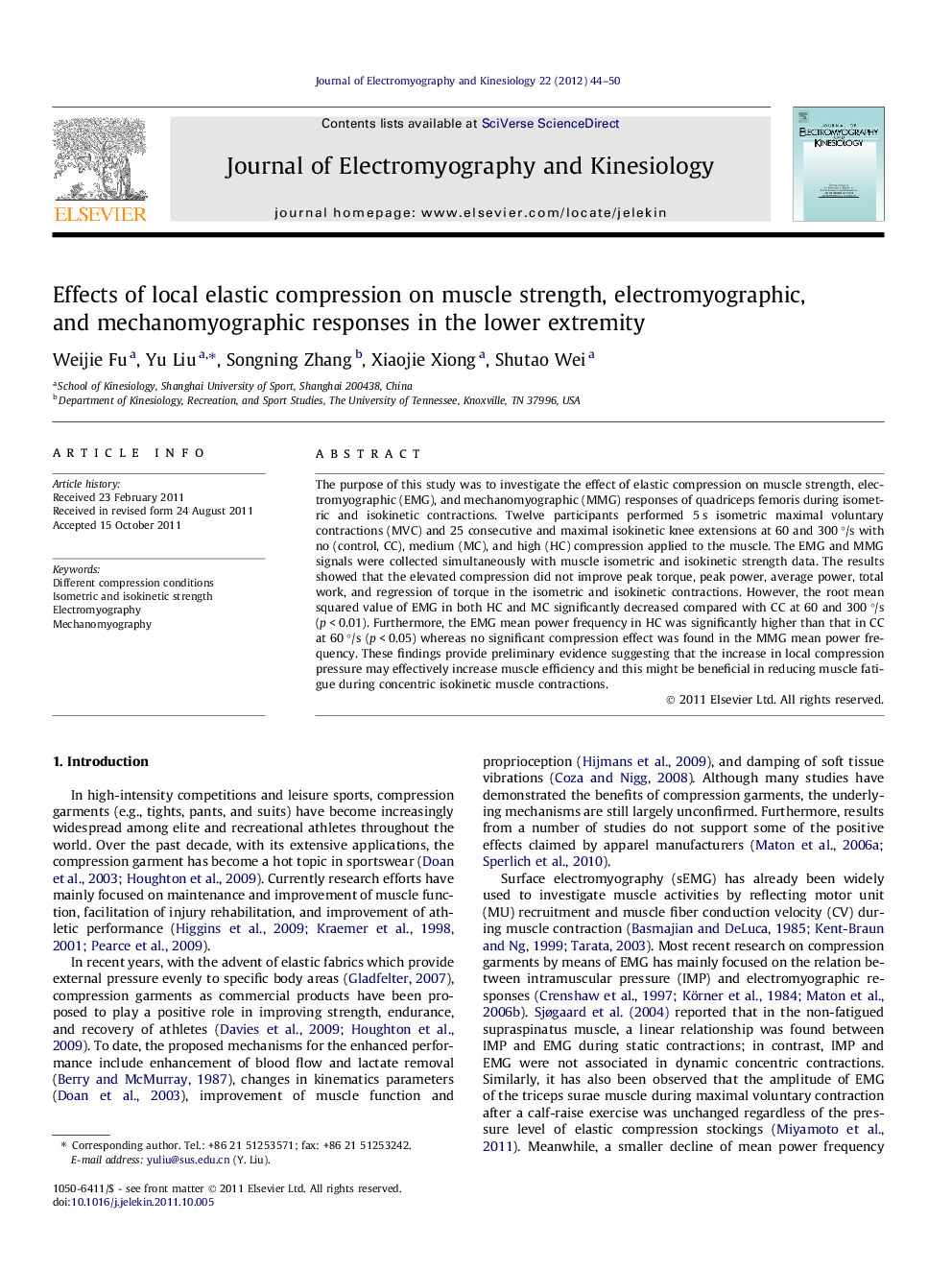 Effects of local elastic compression on muscle strength, electromyographic, and mechanomyographic responses in the lower extremity