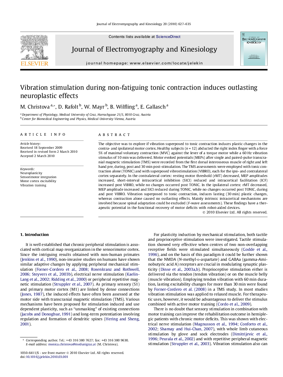 Vibration stimulation during non-fatiguing tonic contraction induces outlasting neuroplastic effects