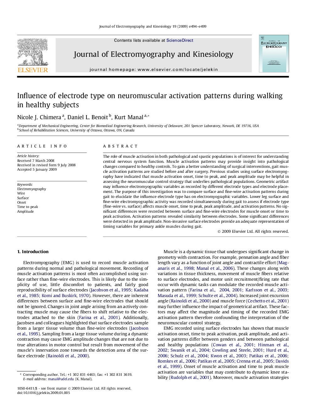 Influence of electrode type on neuromuscular activation patterns during walking in healthy subjects