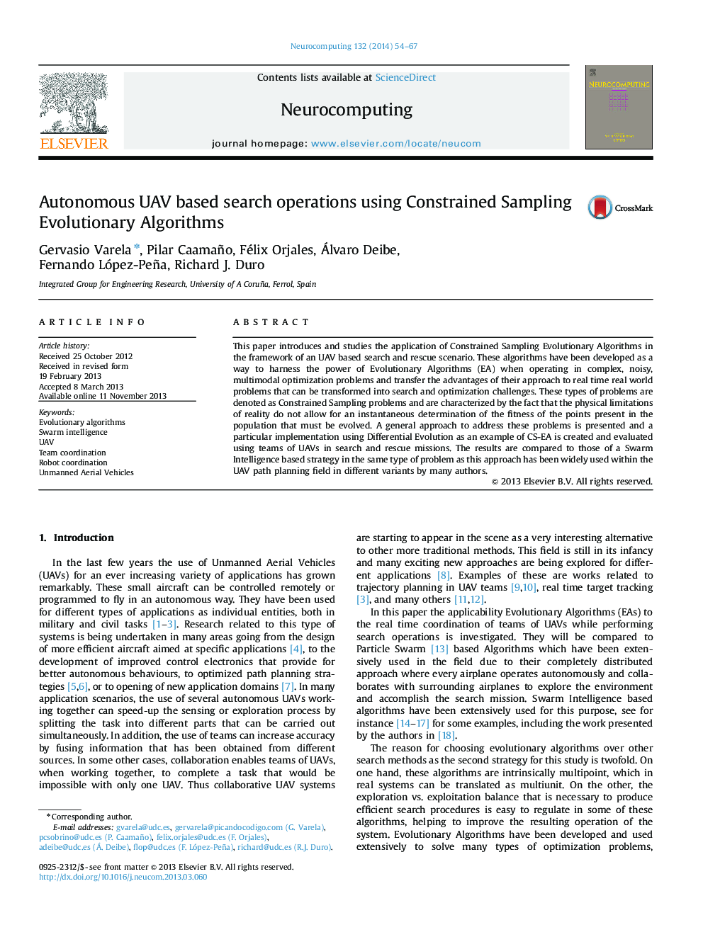 Autonomous UAV based search operations using Constrained Sampling Evolutionary Algorithms