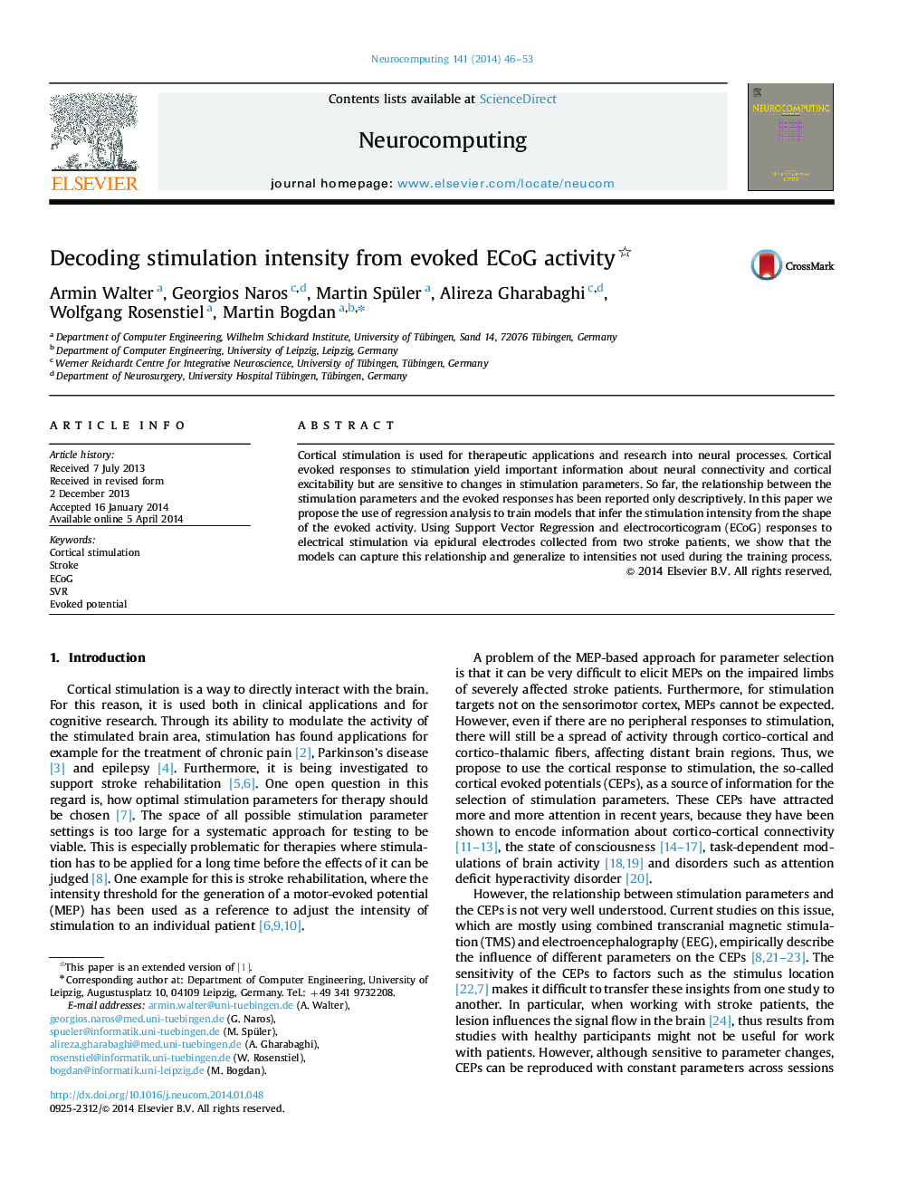 Decoding stimulation intensity from evoked ECoG activity 