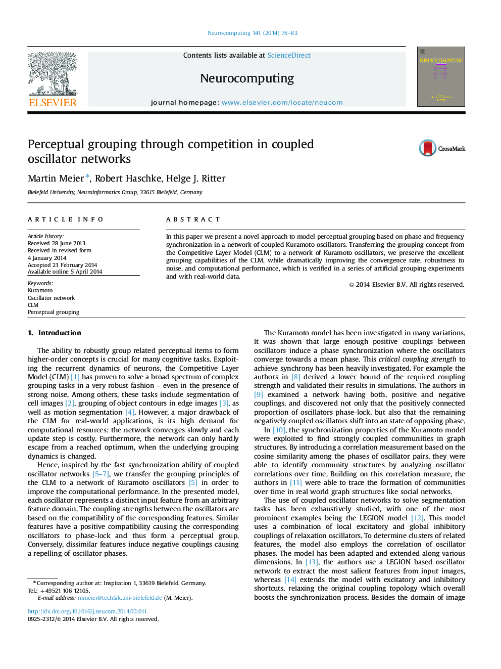 Perceptual grouping through competition in coupled oscillator networks