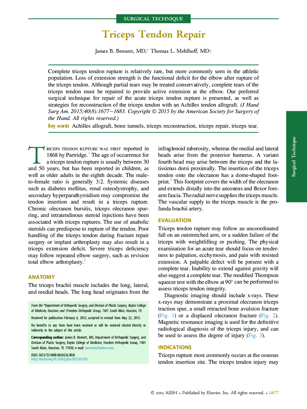 Triceps Tendon Repair 