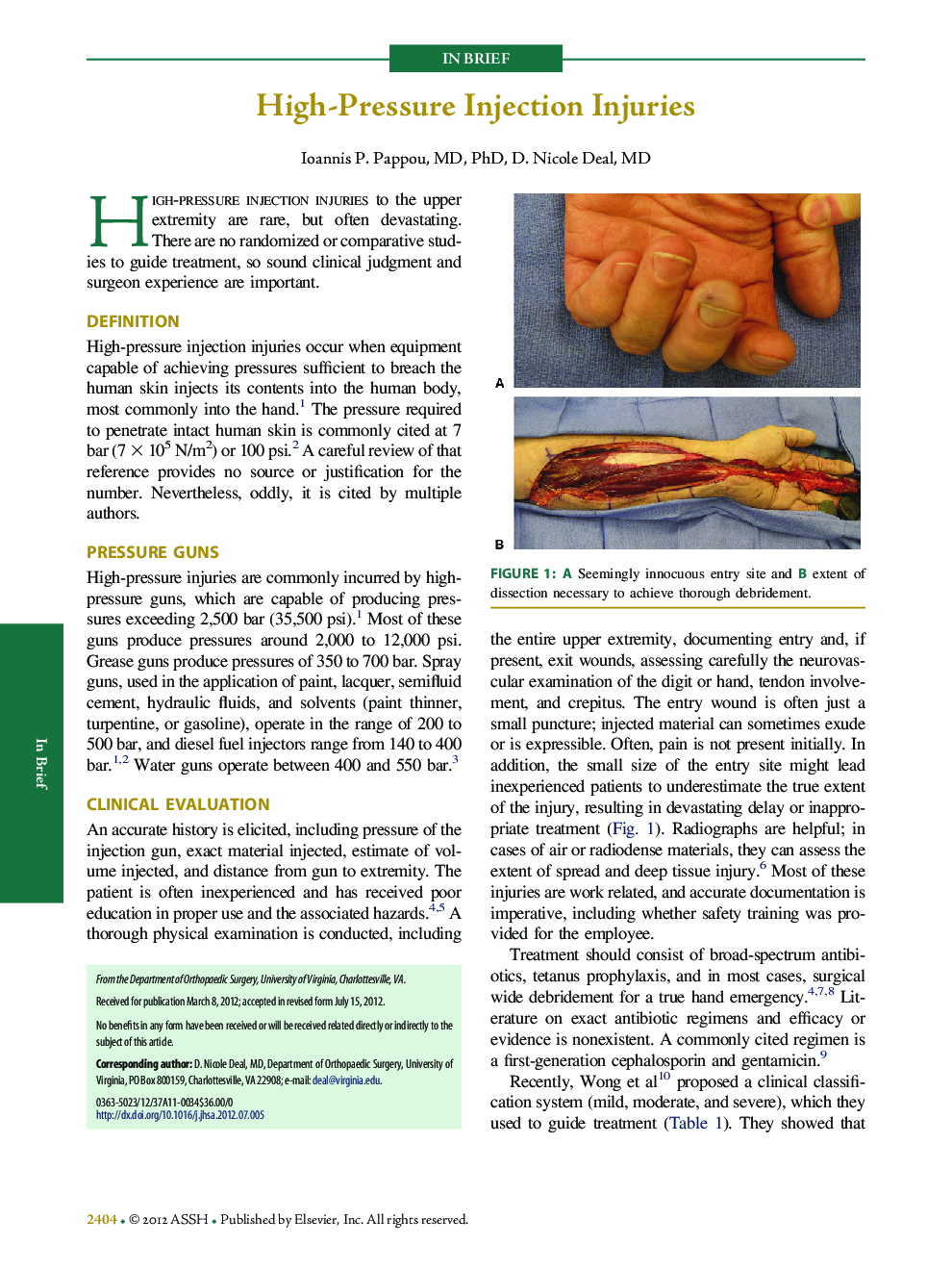 High-Pressure Injection Injuries