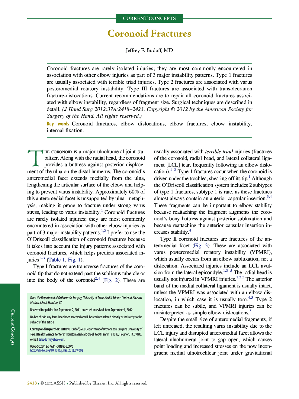 Coronoid Fractures 