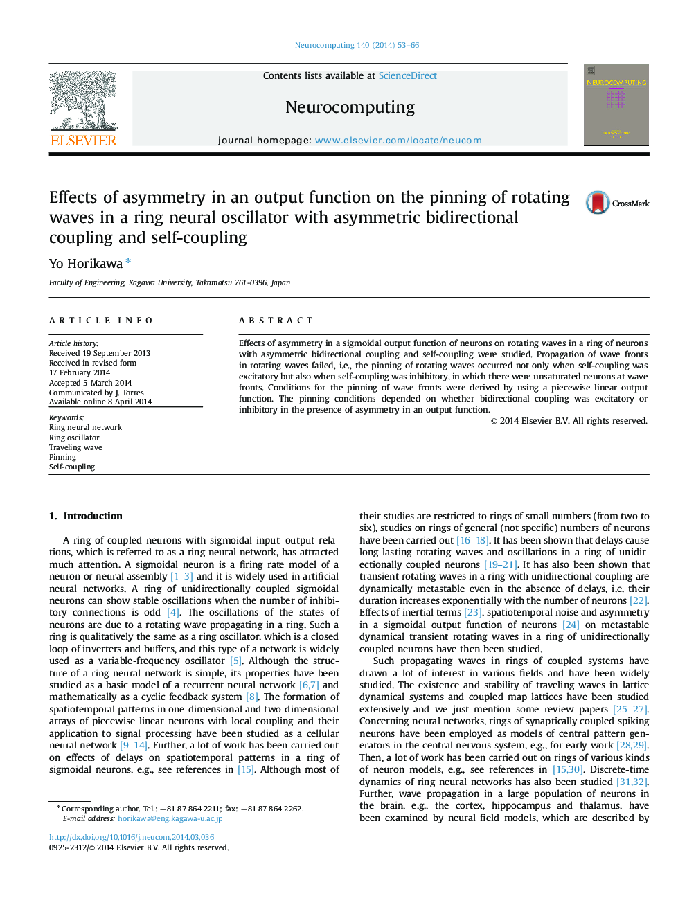 Effects of asymmetry in an output function on the pinning of rotating waves in a ring neural oscillator with asymmetric bidirectional coupling and self-coupling