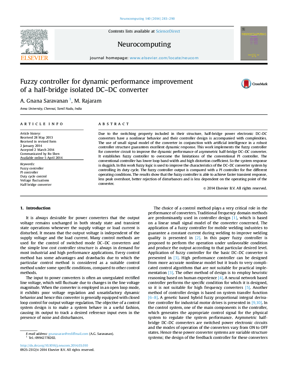 Fuzzy controller for dynamic performance improvement of a half-bridge isolated DC–DC converter