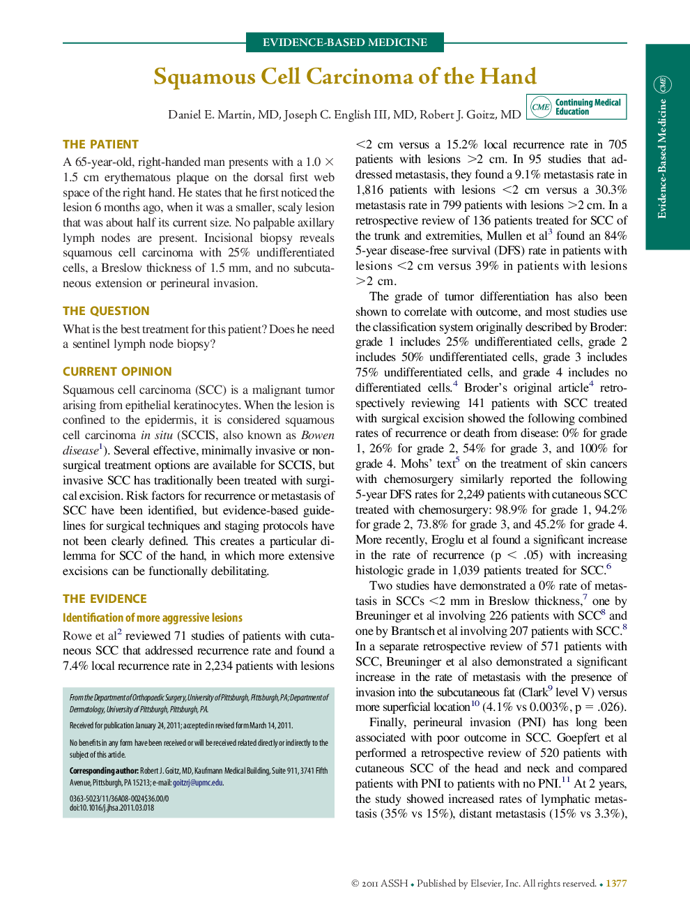 عکس صفحه اول مقاله: Squamous Cell Carcinoma of the Hand Squamous Cell Carcinoma of the Hand