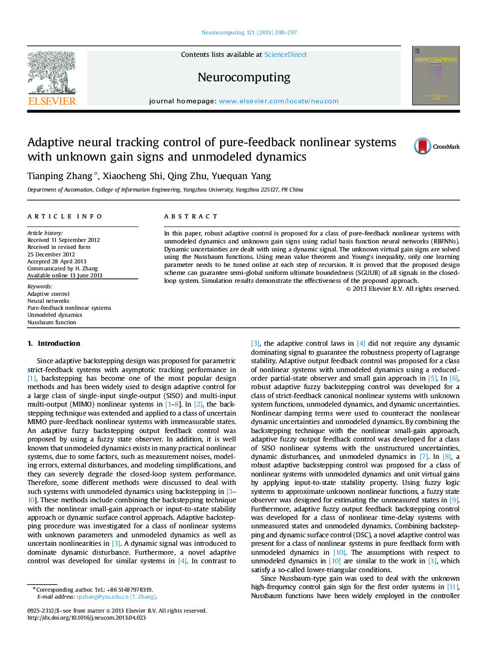 Adaptive neural tracking control of pure-feedback nonlinear systems with unknown gain signs and unmodeled dynamics