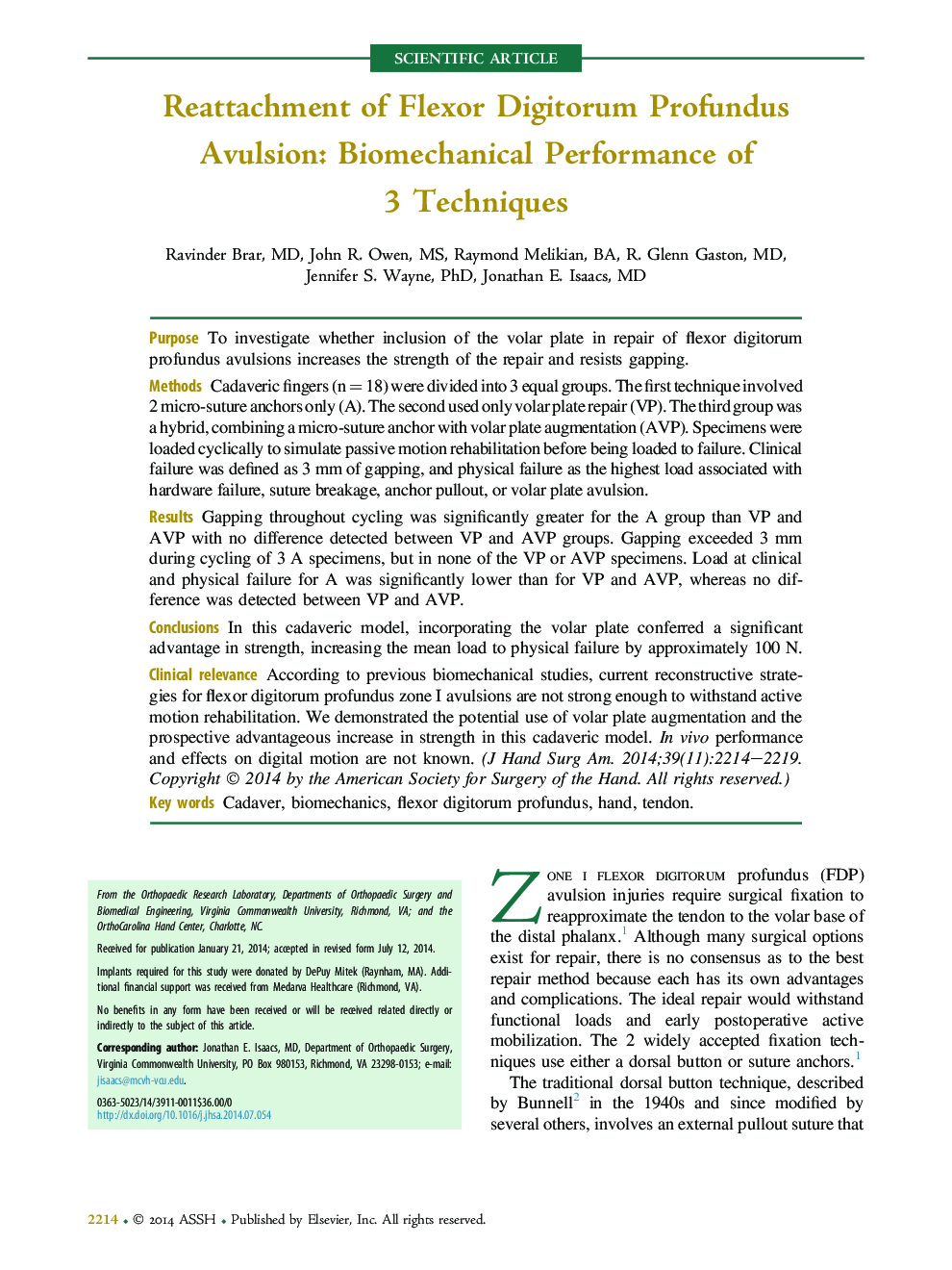 Reattachment of Flexor Digitorum Profundus Avulsion: Biomechanical Performance of 3 Techniques 