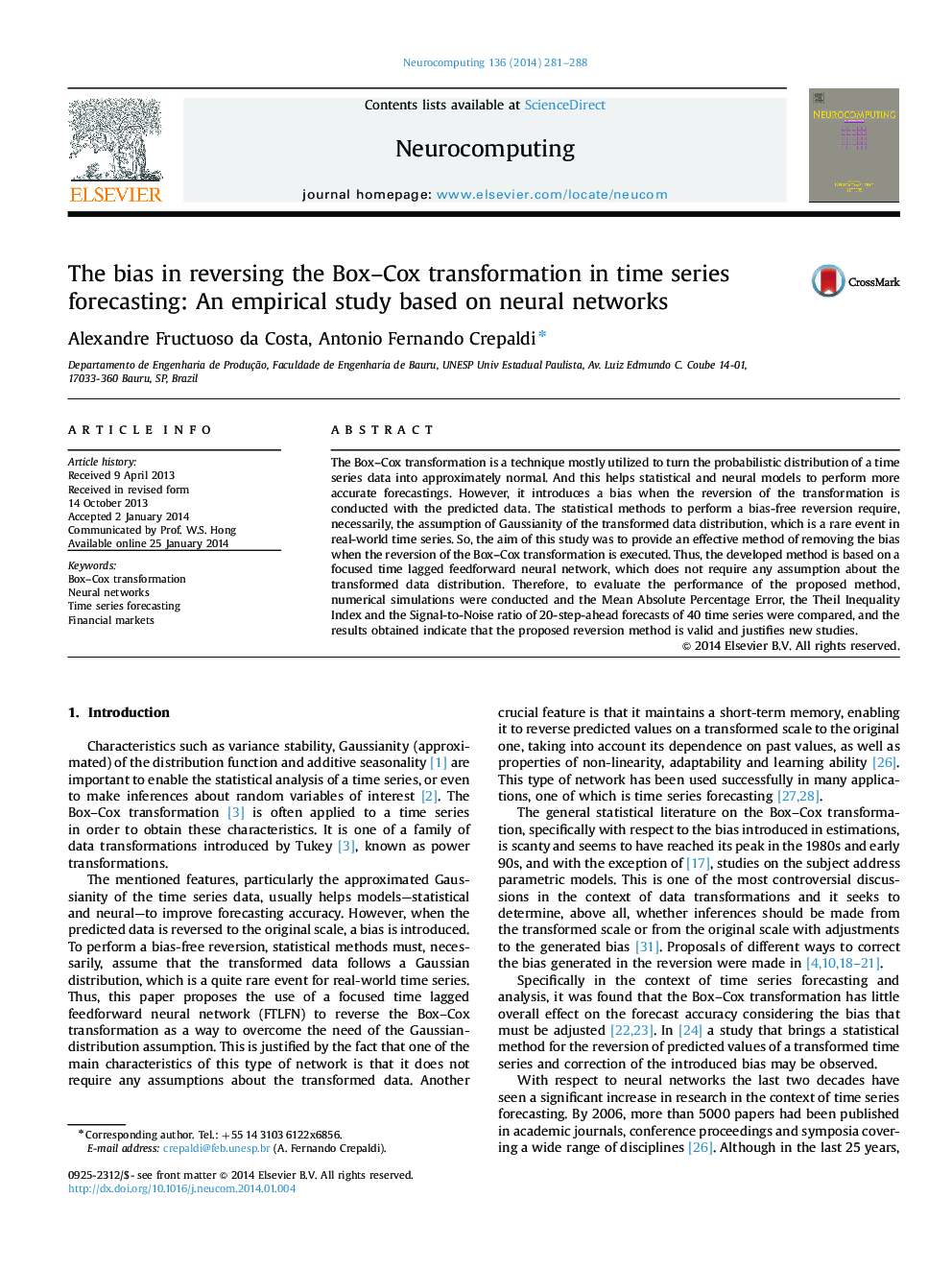 The bias in reversing the Box–Cox transformation in time series forecasting: An empirical study based on neural networks