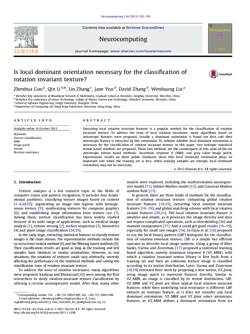 Is local dominant orientation necessary for the classification of rotation invariant texture?