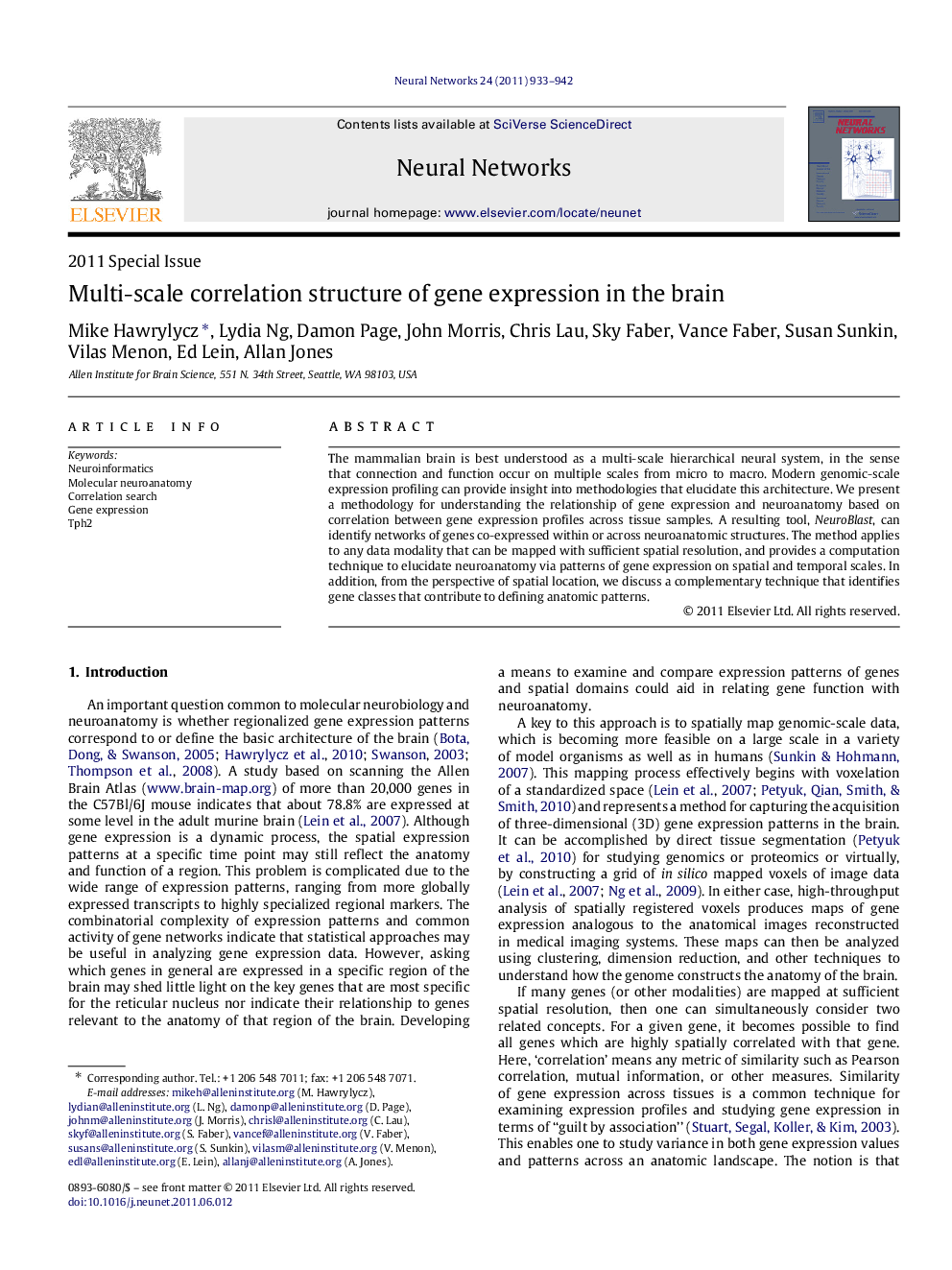 Multi-scale correlation structure of gene expression in the brain