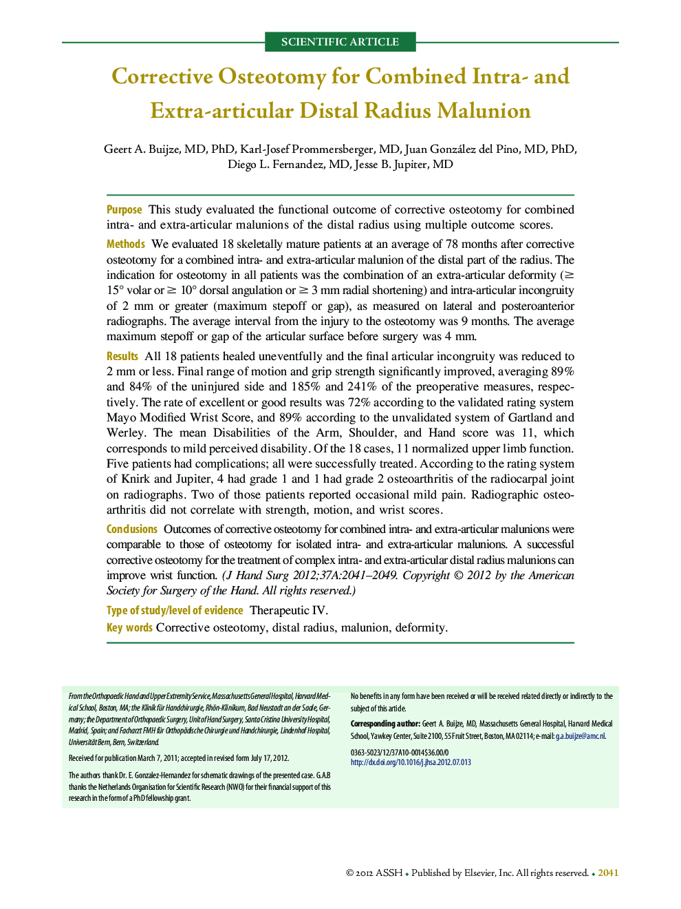 Corrective Osteotomy for Combined Intra- and Extra-articular Distal Radius Malunion 