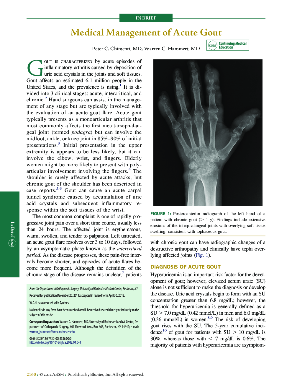 Medical Management of Acute Gout