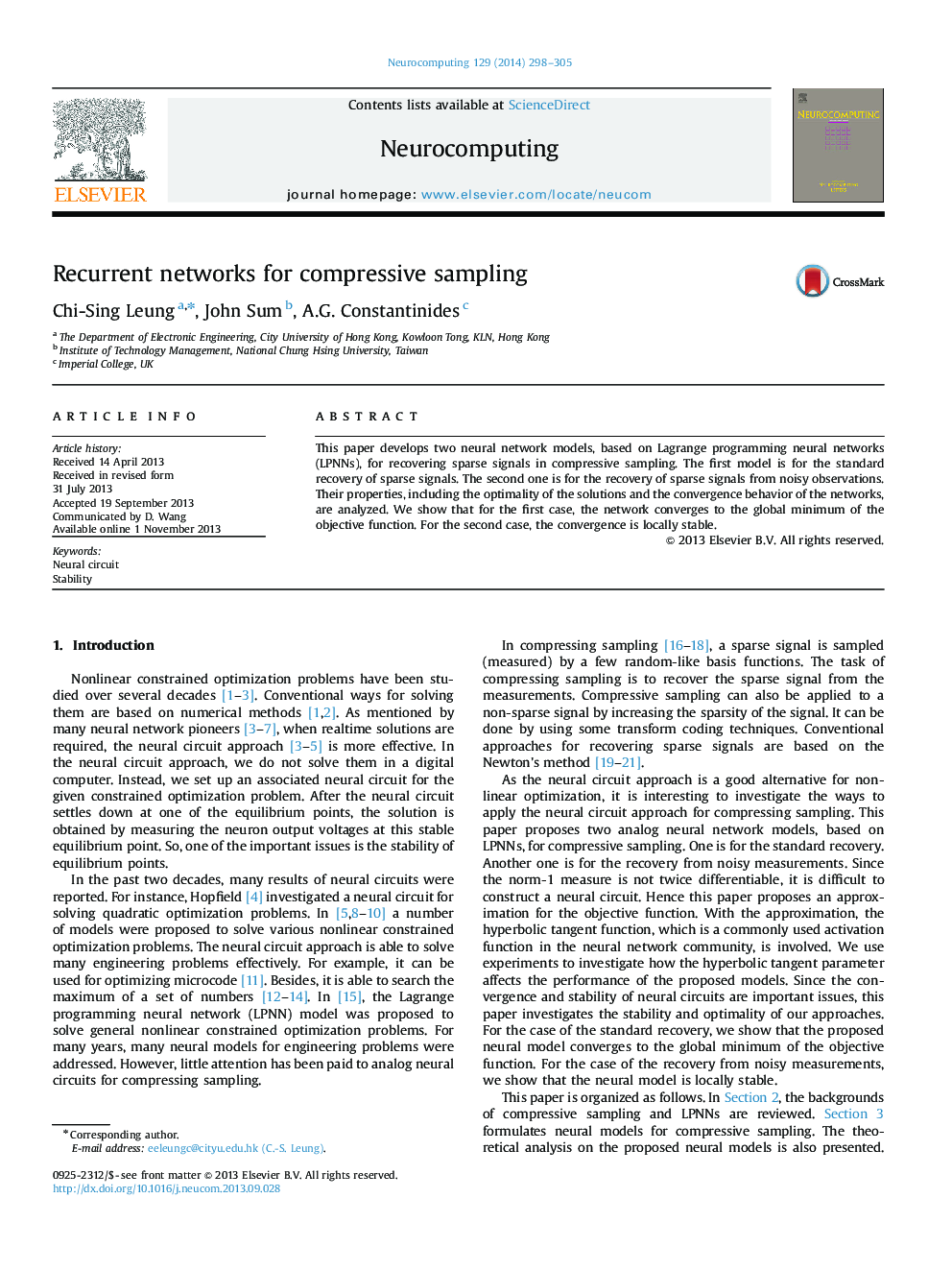 Recurrent networks for compressive sampling