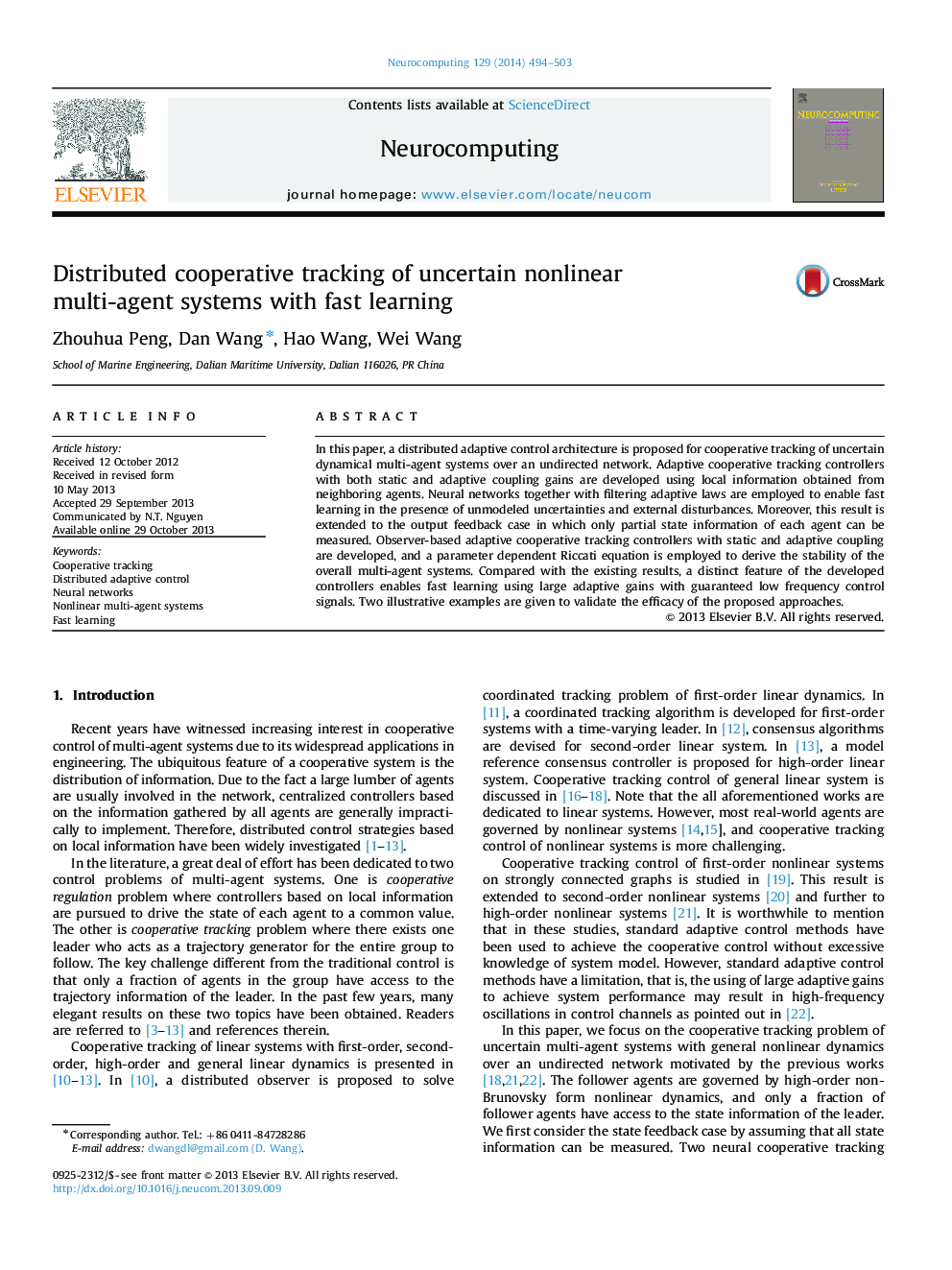 Distributed cooperative tracking of uncertain nonlinear multi-agent systems with fast learning