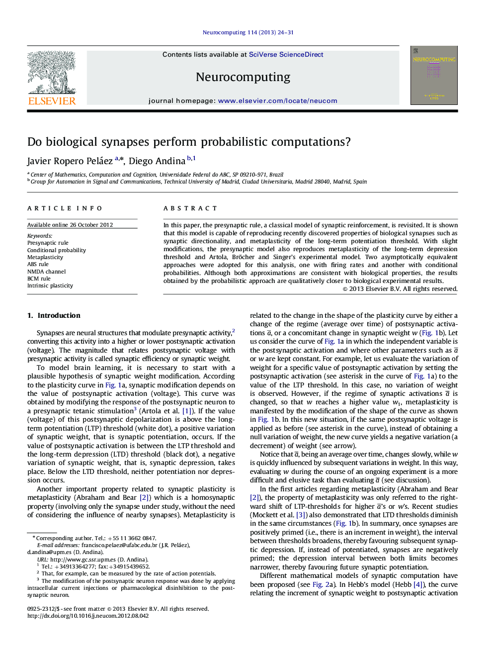 Do biological synapses perform probabilistic computations?