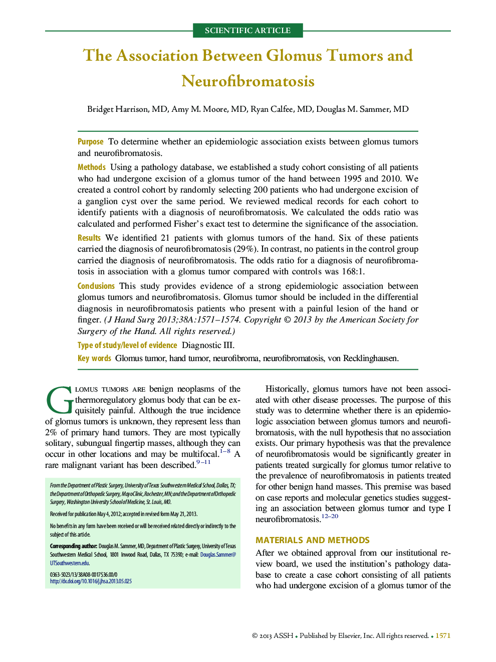 The Association Between Glomus Tumors and Neurofibromatosis 