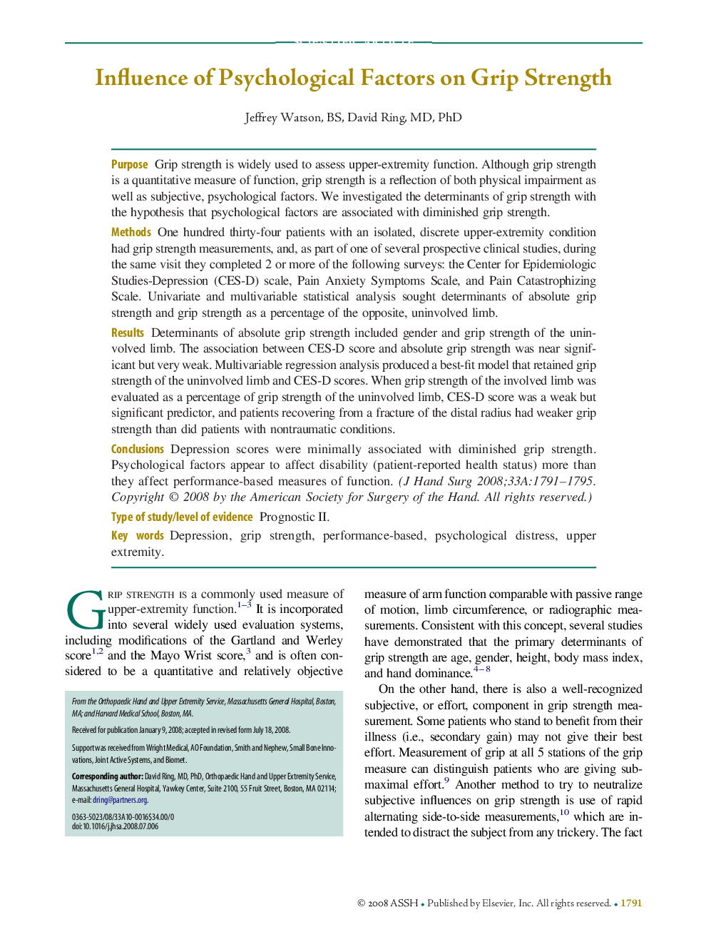 Influence of Psychological Factors on Grip Strength 