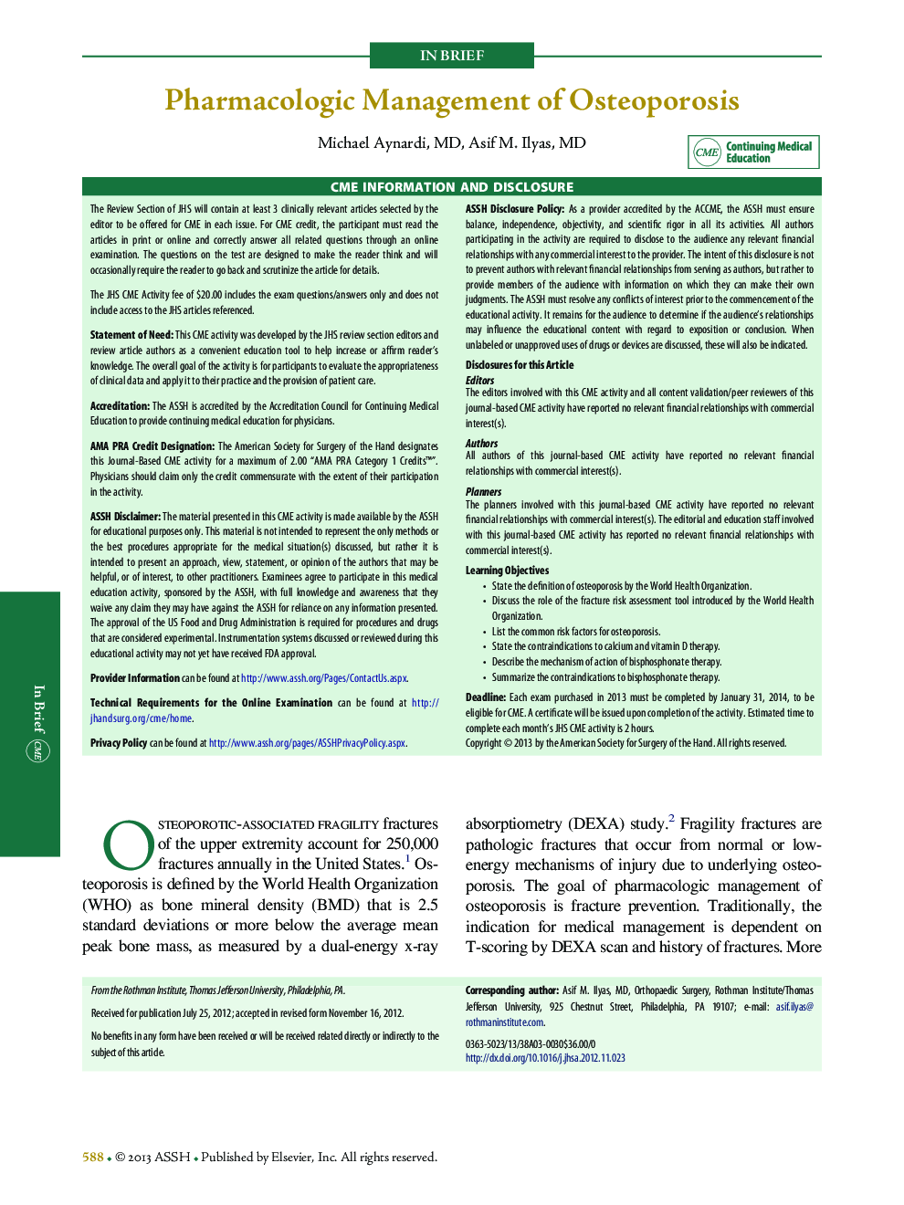 Pharmacologic Management of Osteoporosis