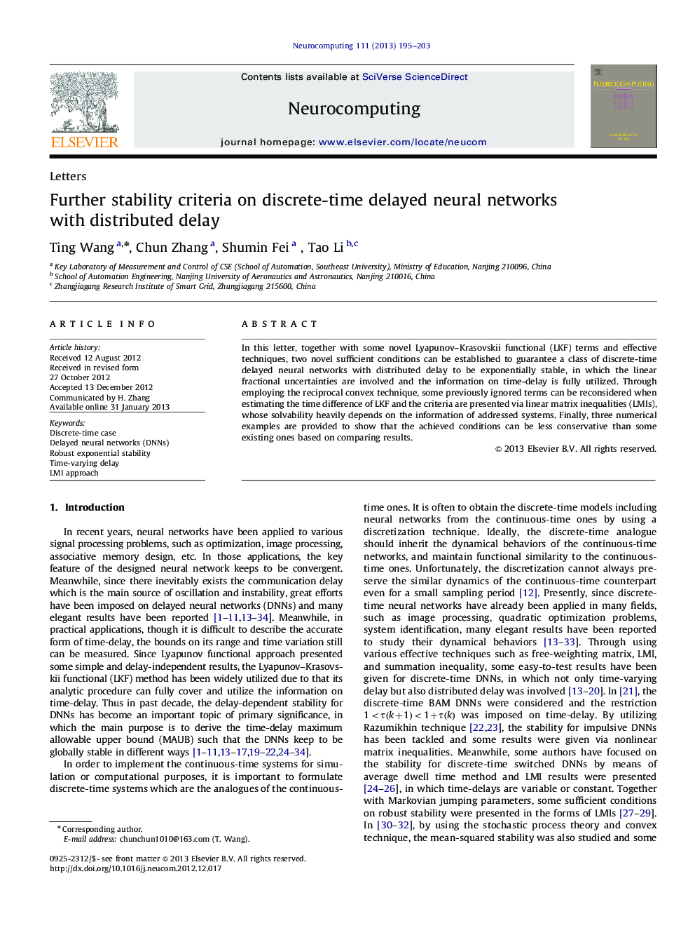 Further stability criteria on discrete-time delayed neural networks with distributeddelay