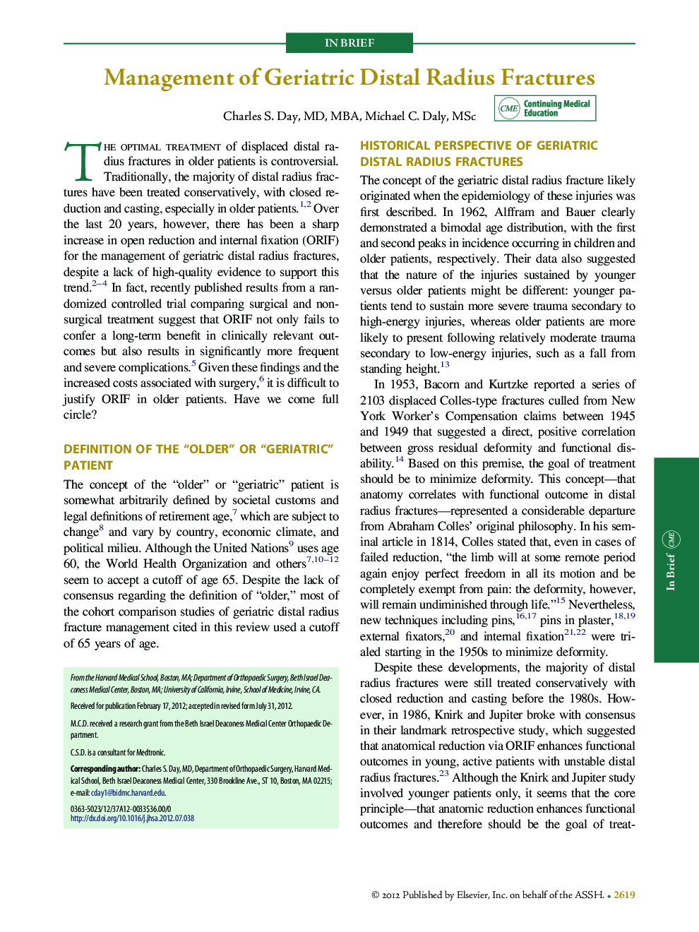 Management of Geriatric Distal Radius Fractures