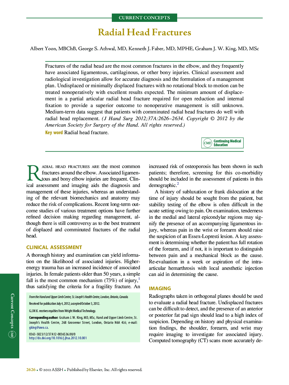 Radial Head Fractures 