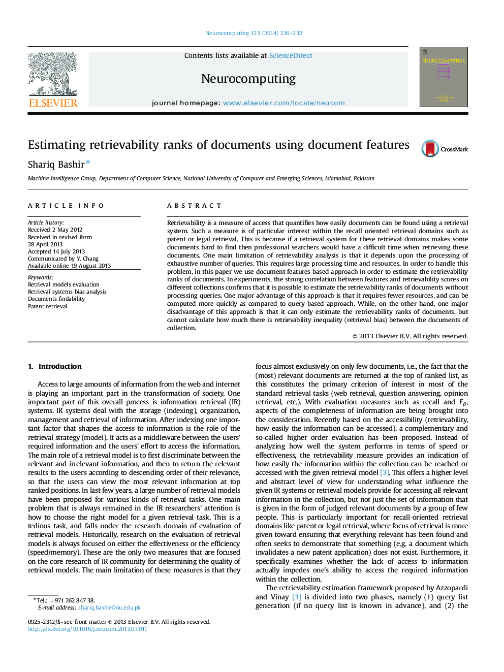 Estimating retrievability ranks of documents using document features