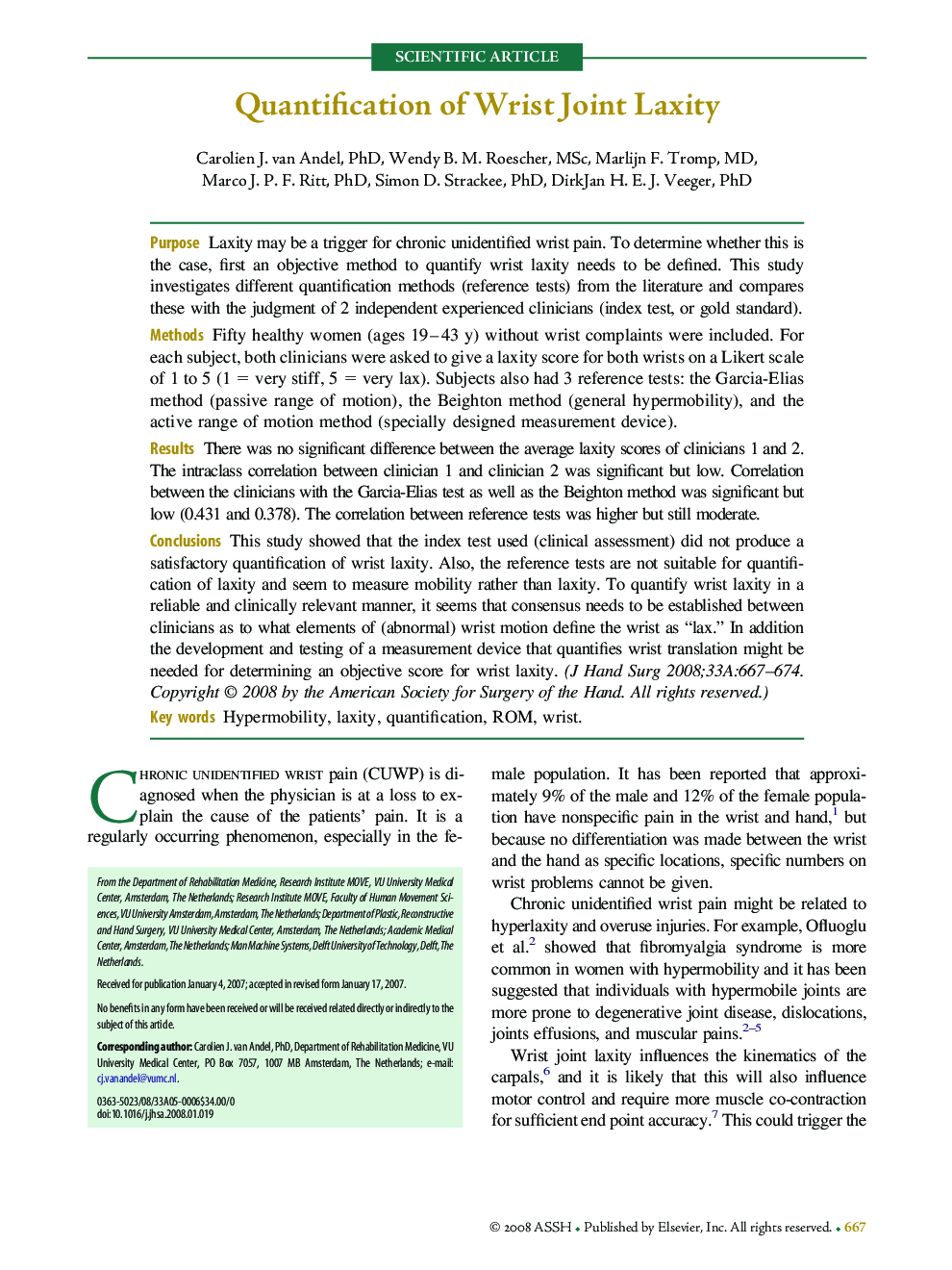 Quantification of Wrist Joint Laxity