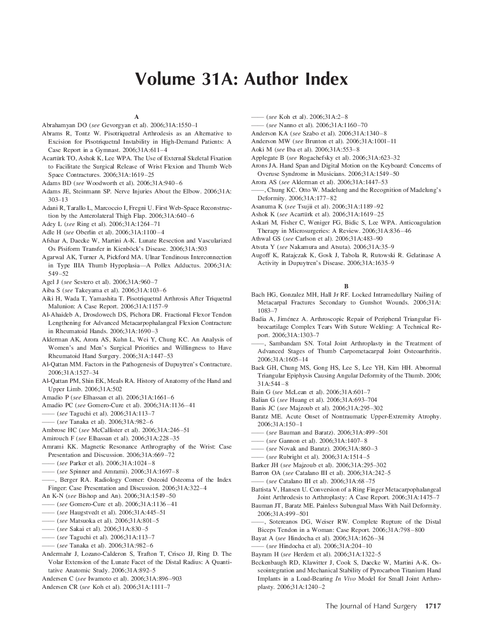 Volume 31A: Author Index