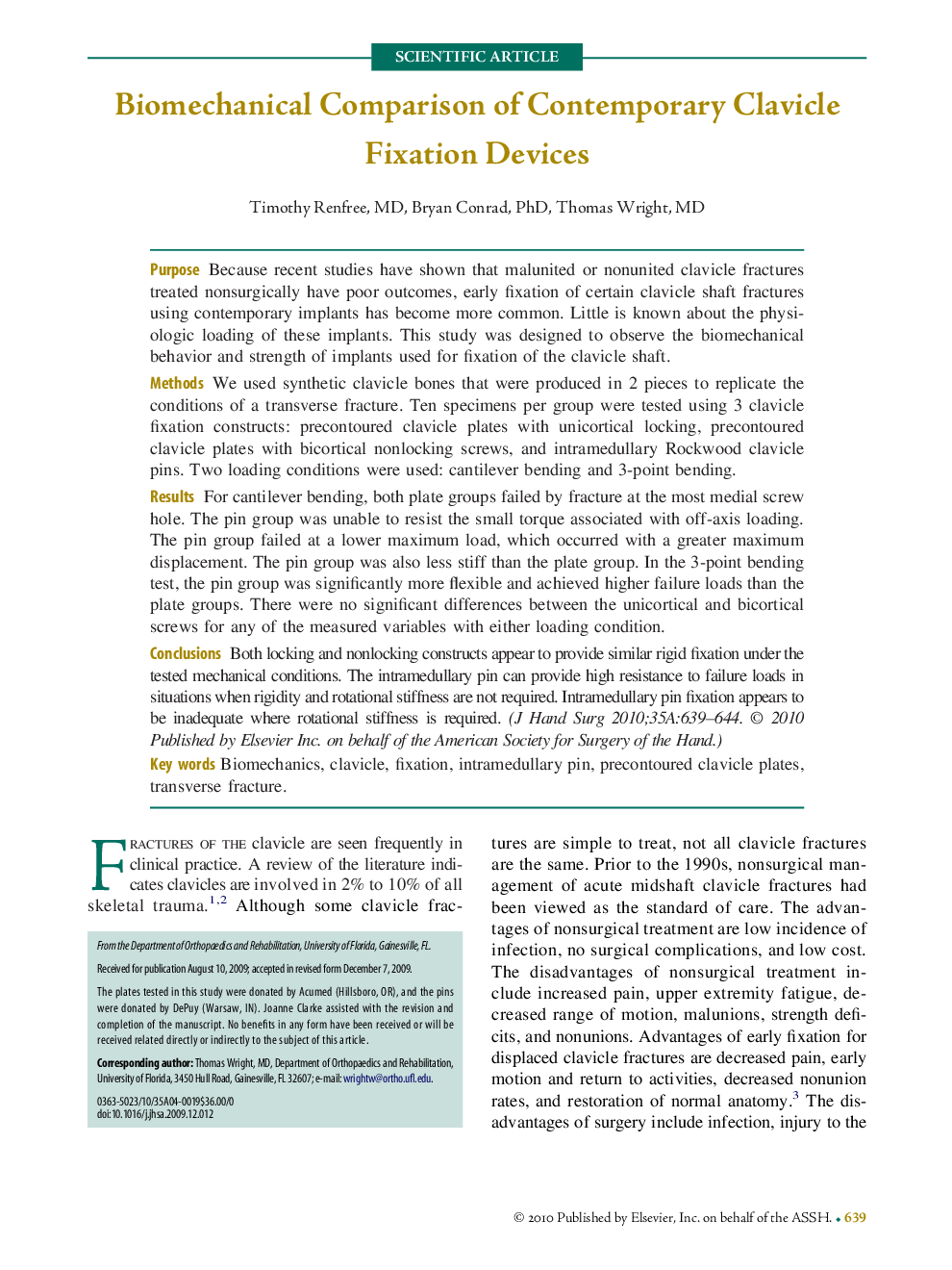 Biomechanical Comparison of Contemporary Clavicle Fixation Devices 