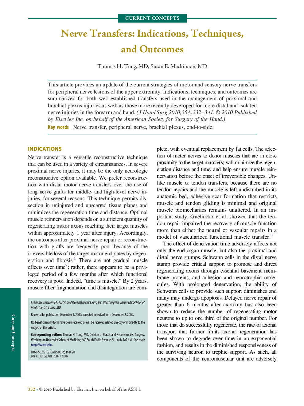 Nerve Transfers: Indications, Techniques, and Outcomes 