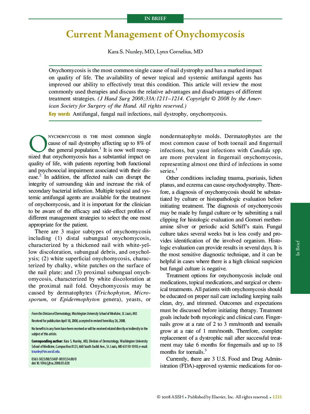 Current Management of Onychomycosis 