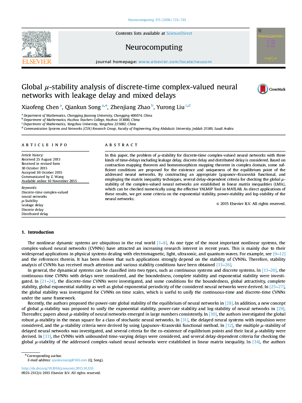 Global μ-stability analysis of discrete-time complex-valued neural networks with leakage delay and mixed delays