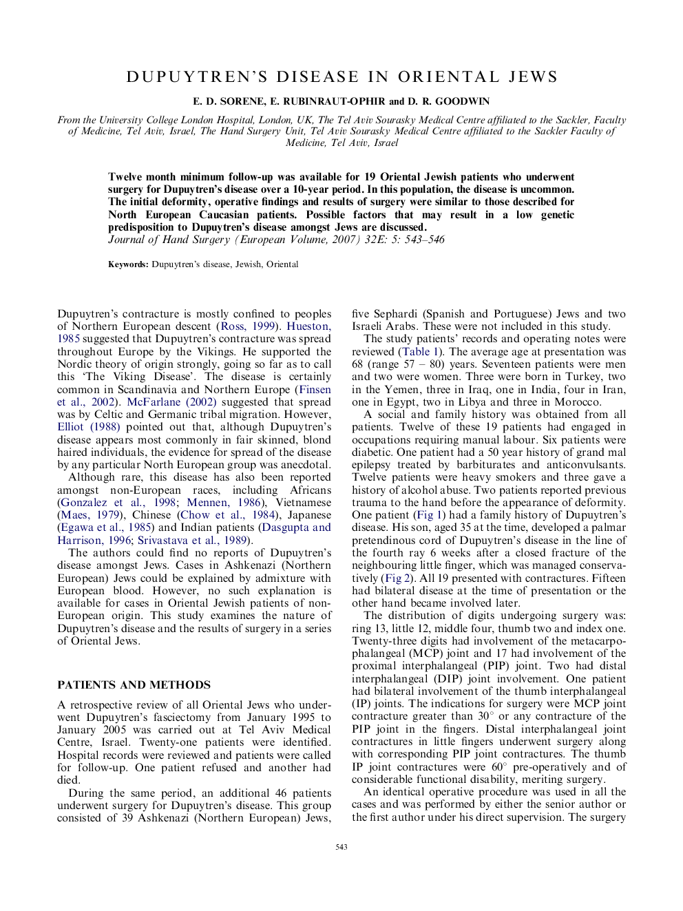 Dupuytren's disease in oriental jews