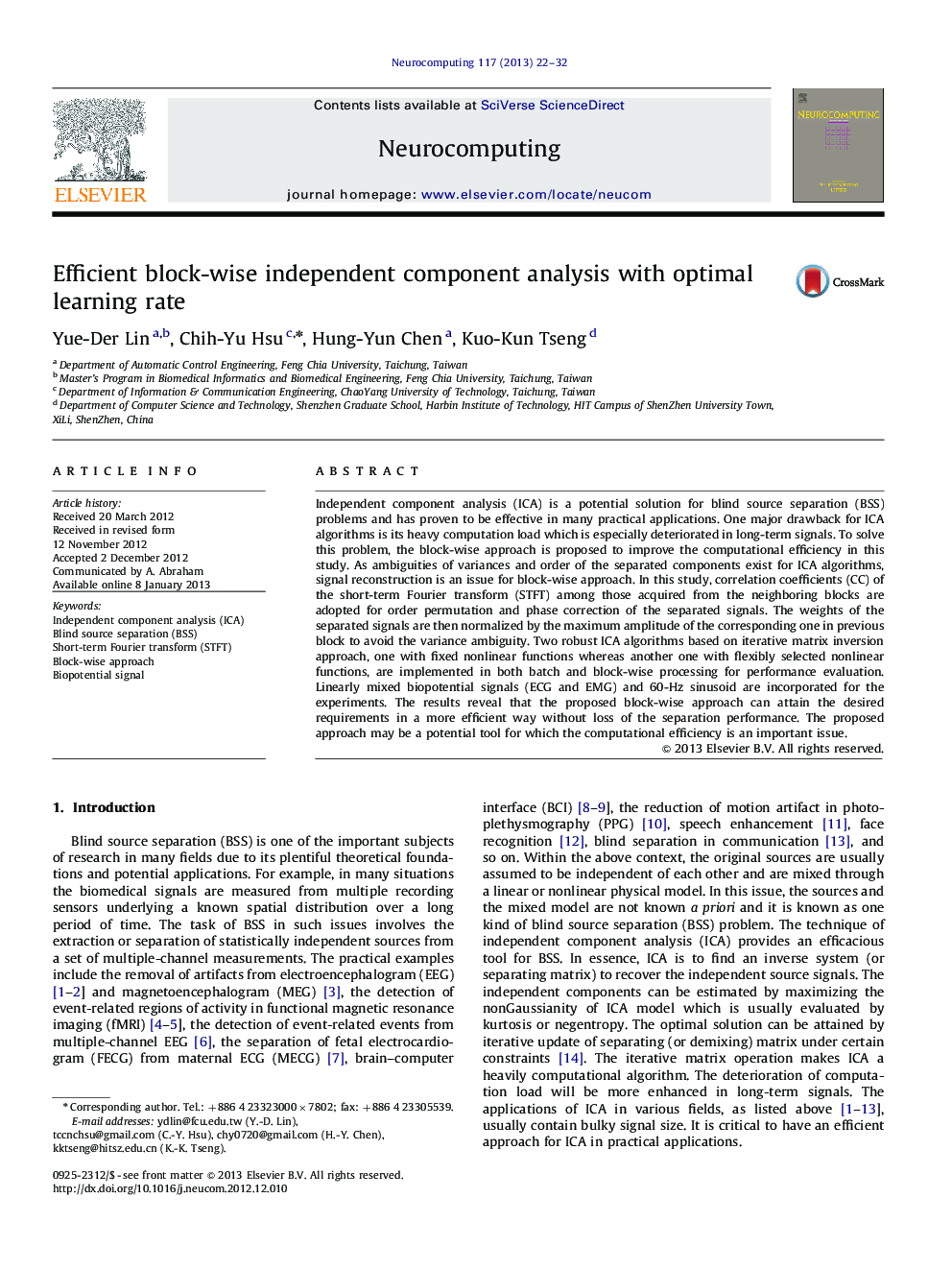 Efficient block-wise independent component analysis with optimal learning rate