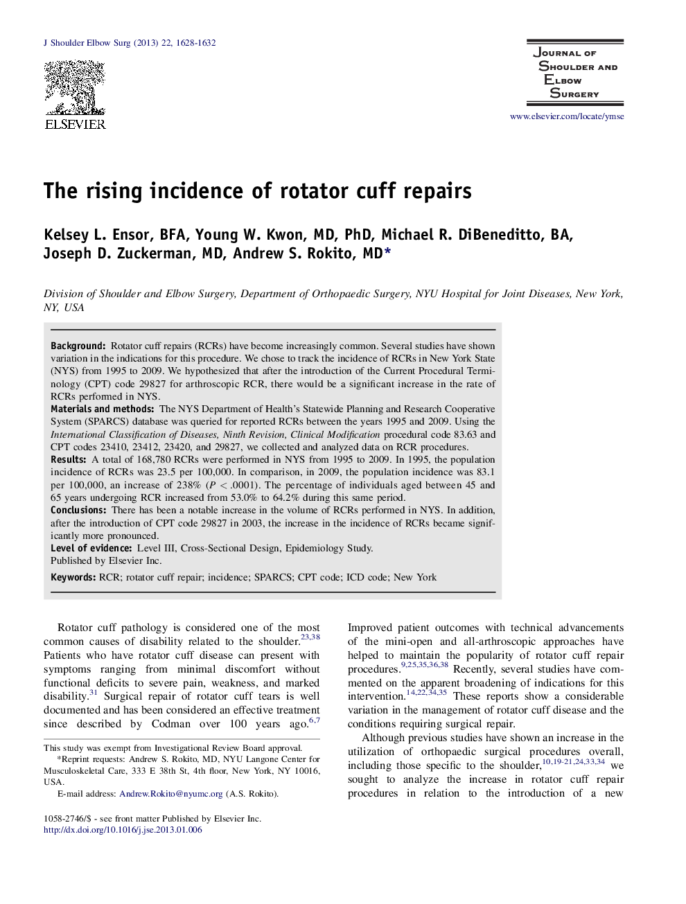 The rising incidence of rotator cuff repairs 