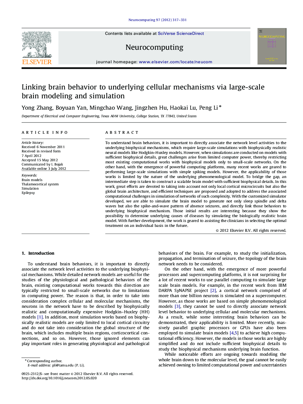 Linking brain behavior to underlying cellular mechanisms via large-scale brain modeling and simulation