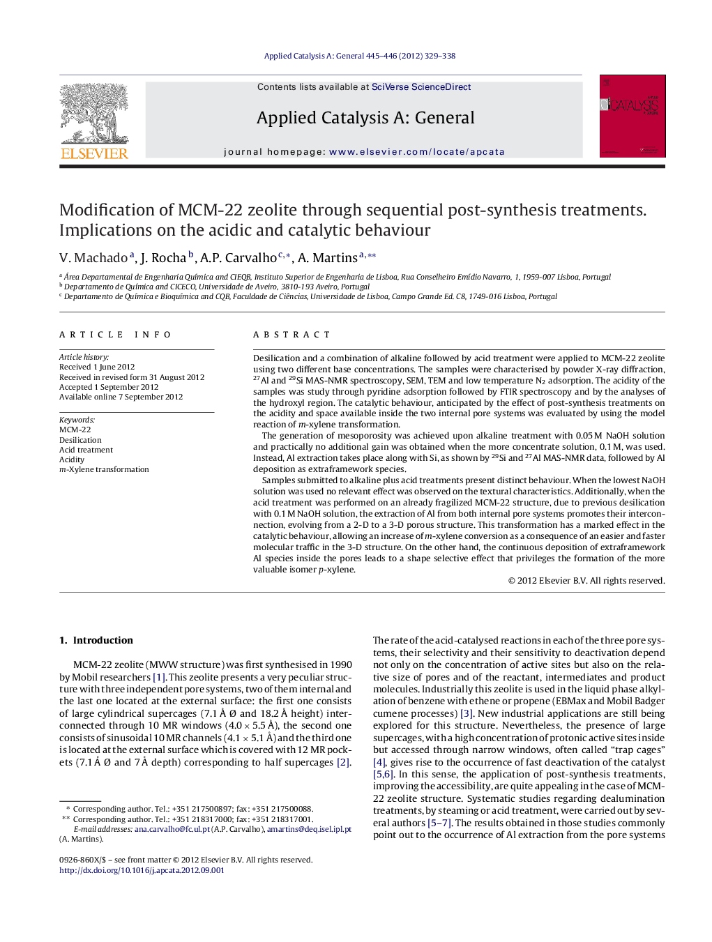 Modification of MCM-22 zeolite through sequential post-synthesis treatments. Implications on the acidic and catalytic behaviour