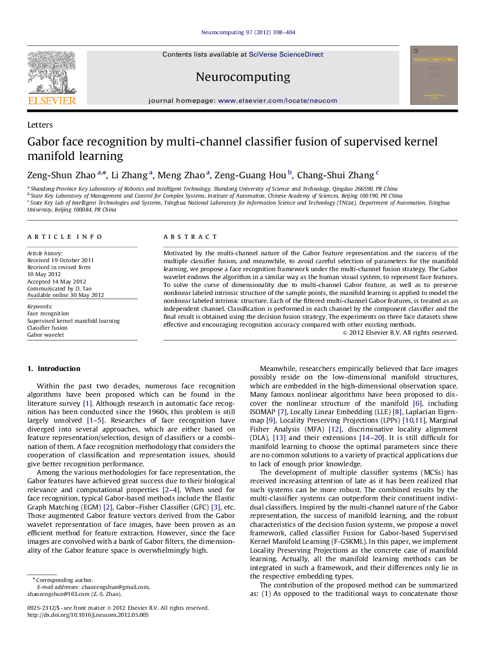 Gabor face recognition by multi-channel classifier fusion of supervised kernel manifold learning