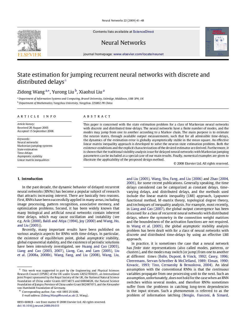 State estimation for jumping recurrent neural networks with discrete and distributed delays 