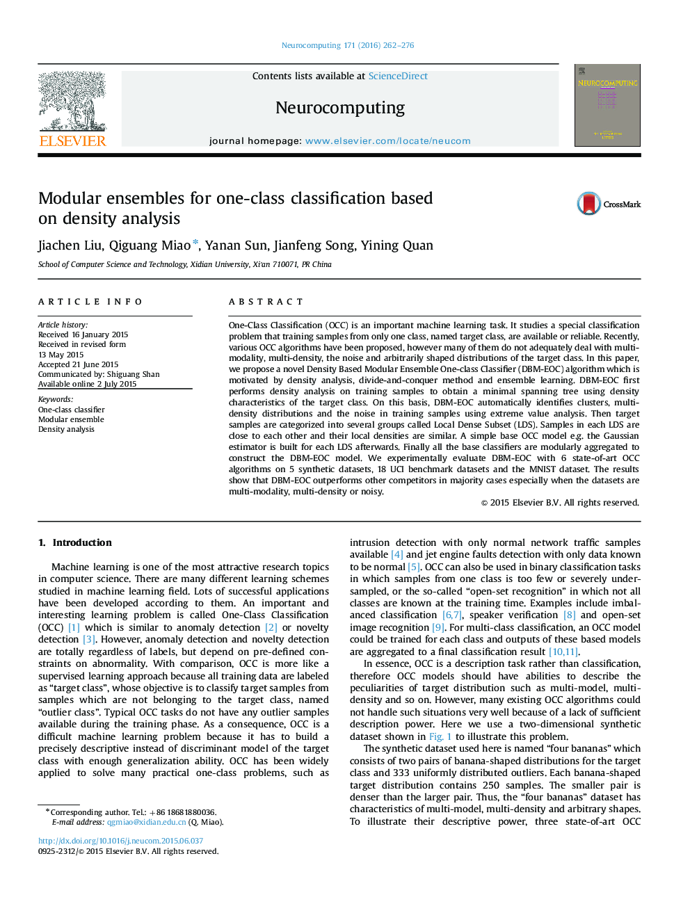 Modular ensembles for one-class classification based on density analysis