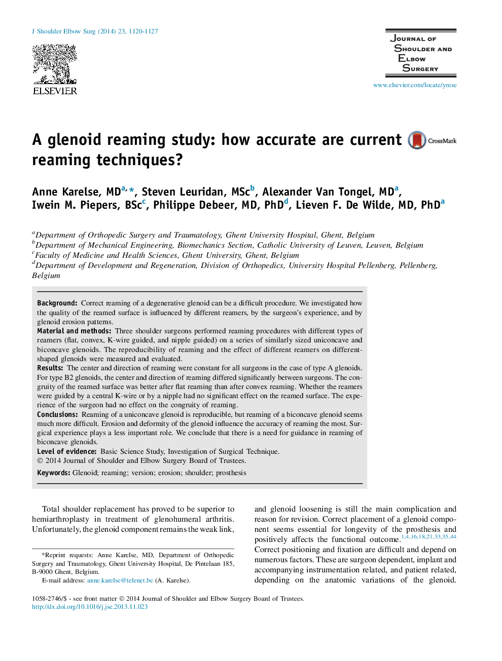 A glenoid reaming study: how accurate are current reaming techniques?